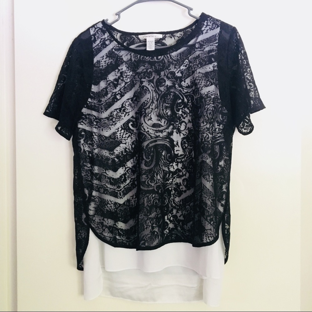 Kenneth Cole black lace blouse size M